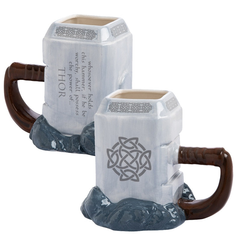 600ML Marvel 3D thor coffee mugs hammer thor mjolnir ceramic sculpted cups and mugs large capacity