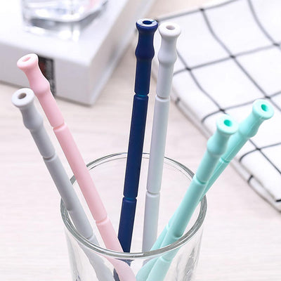 Collapsible Silicone Straw Reusable Folding Drinking Straw with Carrying Case and Cleaning Brush for Travel Home 1