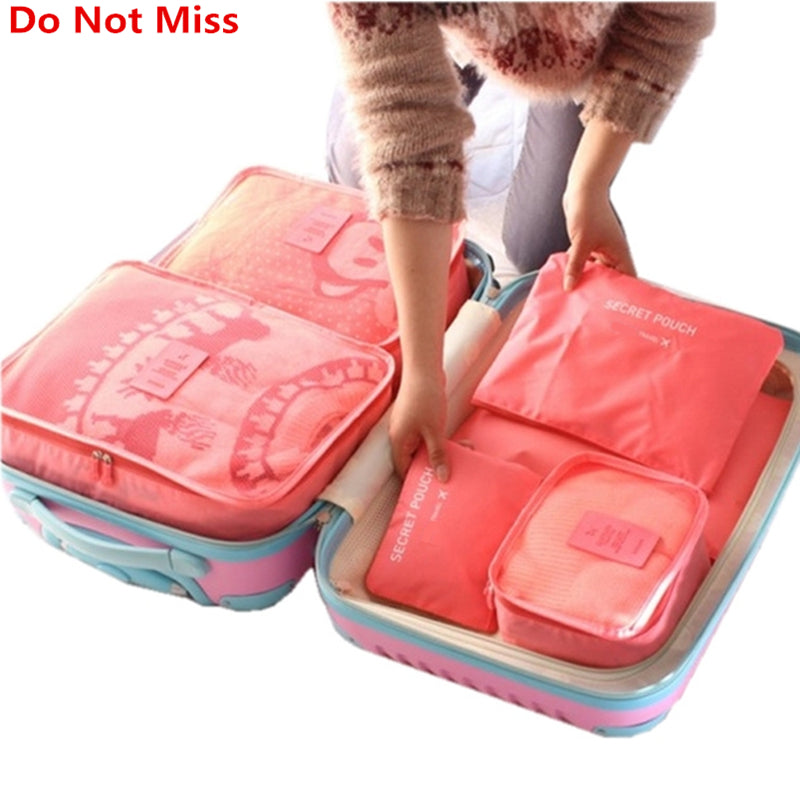 Do Not Miss New 6PCS Set High Quality Oxford Cloth Travel Mesh Bag In Bag Luggage