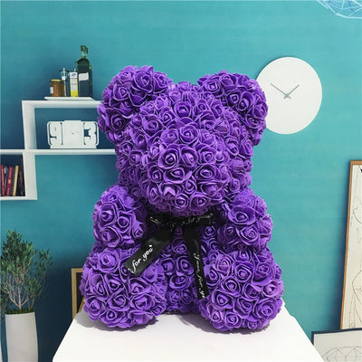 DropShipping 25cm Luxury Red Teddy Bear Rose Flower Artificial Christmas Gifts for Women Valentine s Day 3