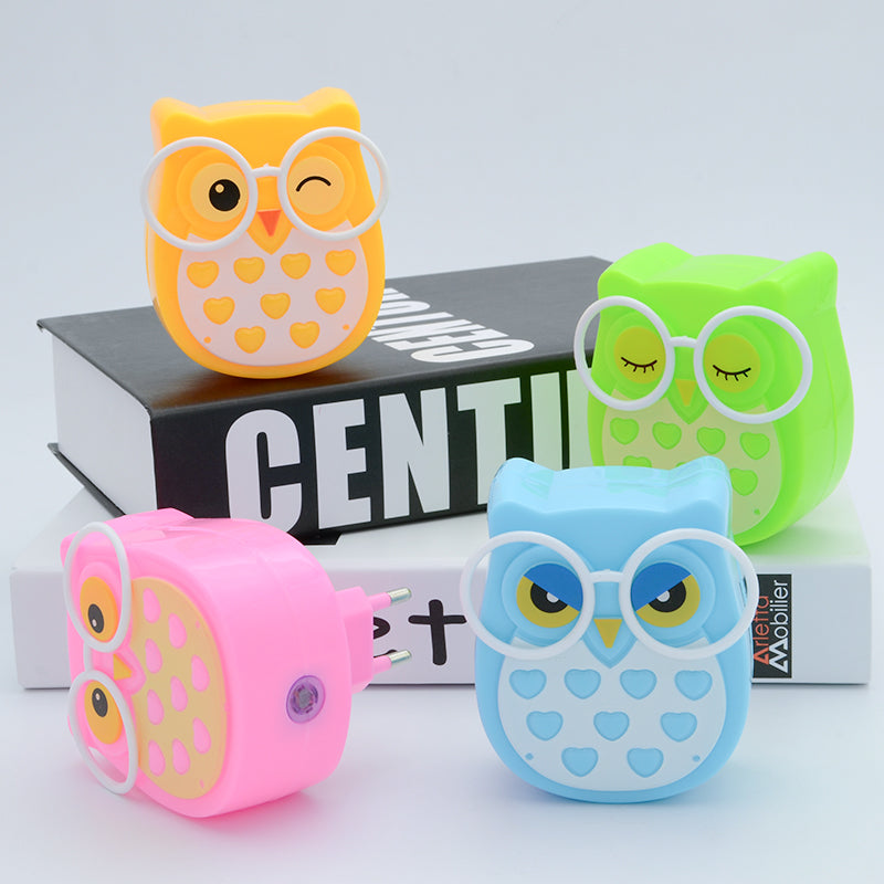 Mini Owl Led Night light Auto Sensor Light Control Lamp EU US Plug Child Kids Baby